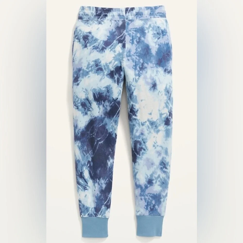 Old Navy Girls Size L 10-12 Jogger Sweatpants Pockets Drawstring Tie Dye Blue